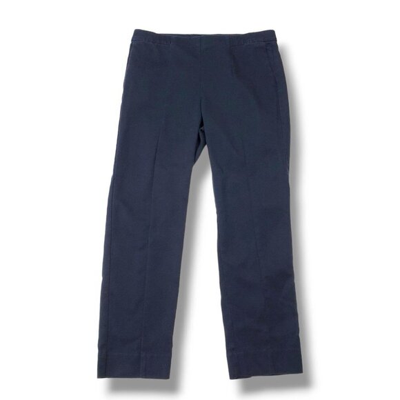 J Jill Essential Slim Ankle Pants Womens 10 Blue Notch Hem Seam Front Pockets - Picture 1 of 10
